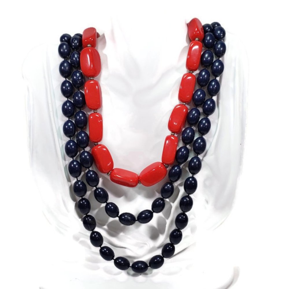 Vintage Red and Blue Necklace Lot